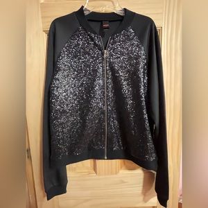 NWT New Years BONGO Juniors Black Sequin Jacket - Size Large